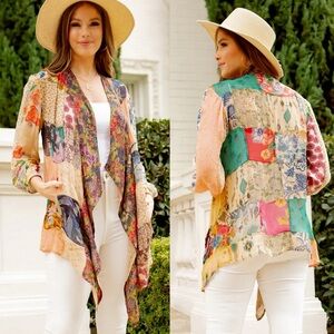 Anthropologie Multicolor Patchwork Cardigan